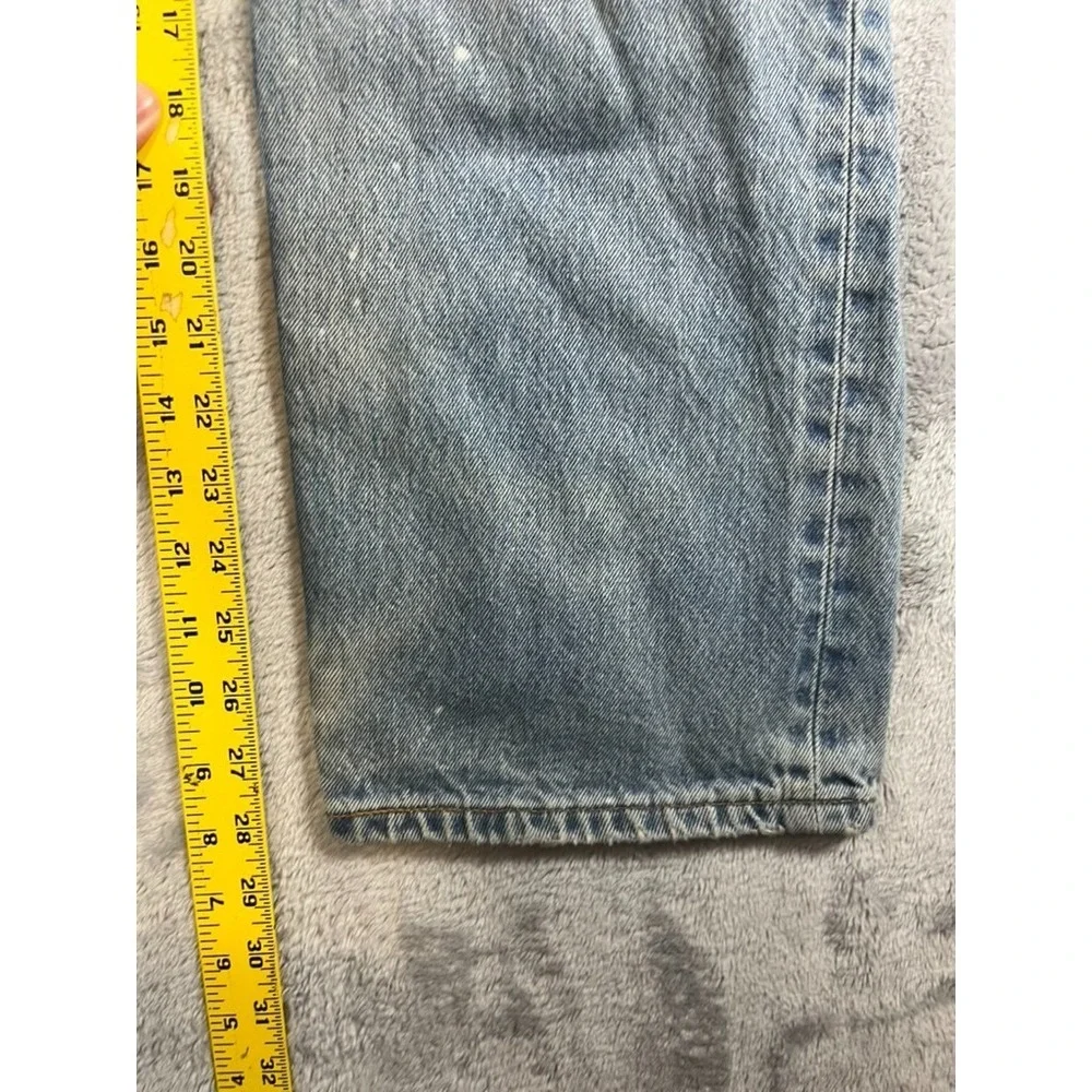 VTG Levis 501 Button Fly Red Tag Distressed Men 38x34 Light Washer Biker Style - Picture 3 of 15